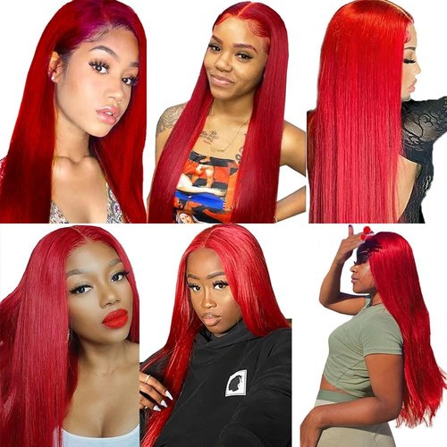 Condescension Brazilian Red Human Hair Bundles 20 22 24 Inch Straight 3 Bundles Human Hair 100% Unprocessed Remy Brazilian Virgin Weave Hair Red for Women