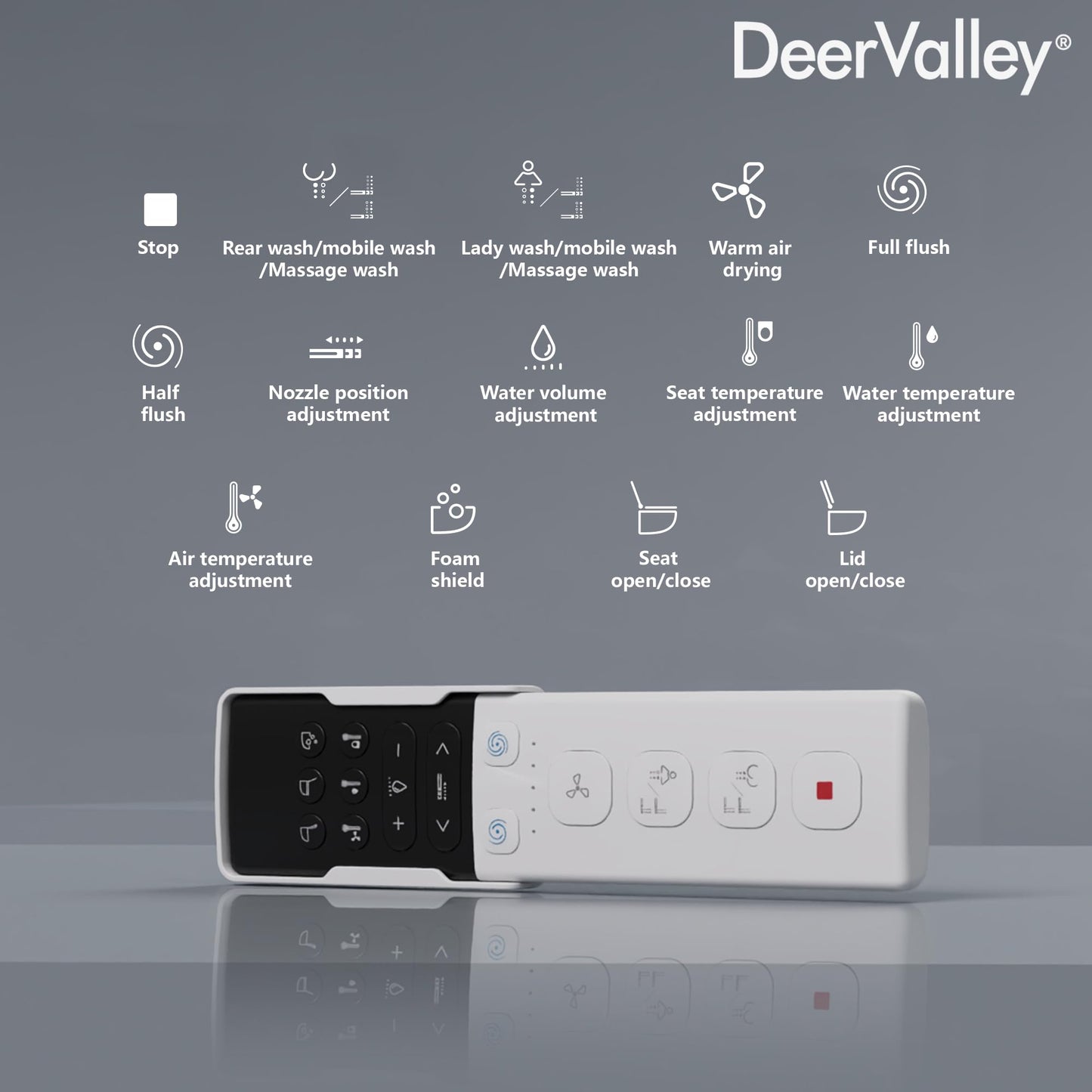 DeerValley DV-1S0289-V3 Smart Toilet, Auto Open/Close Lid, ADA Height, Foam Dispenser, Dual Flush, Heated Seat, Dryer, Night Light, LED Display