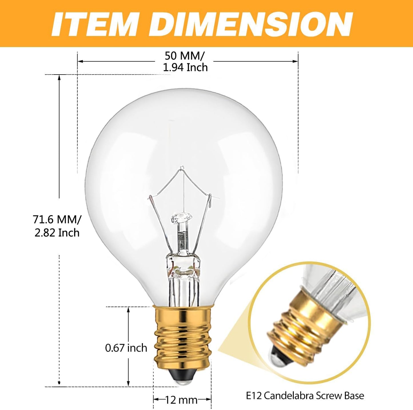 WokHok 25 Watt Wax Warmer Bulbs, Light Bulbs for Full Size Scentsy Warmers,G50/G16.5 Globe E12 Clear Bulbs for Candle Wax Warmer, Long Lifespan, 120 Volt (6 Pack)