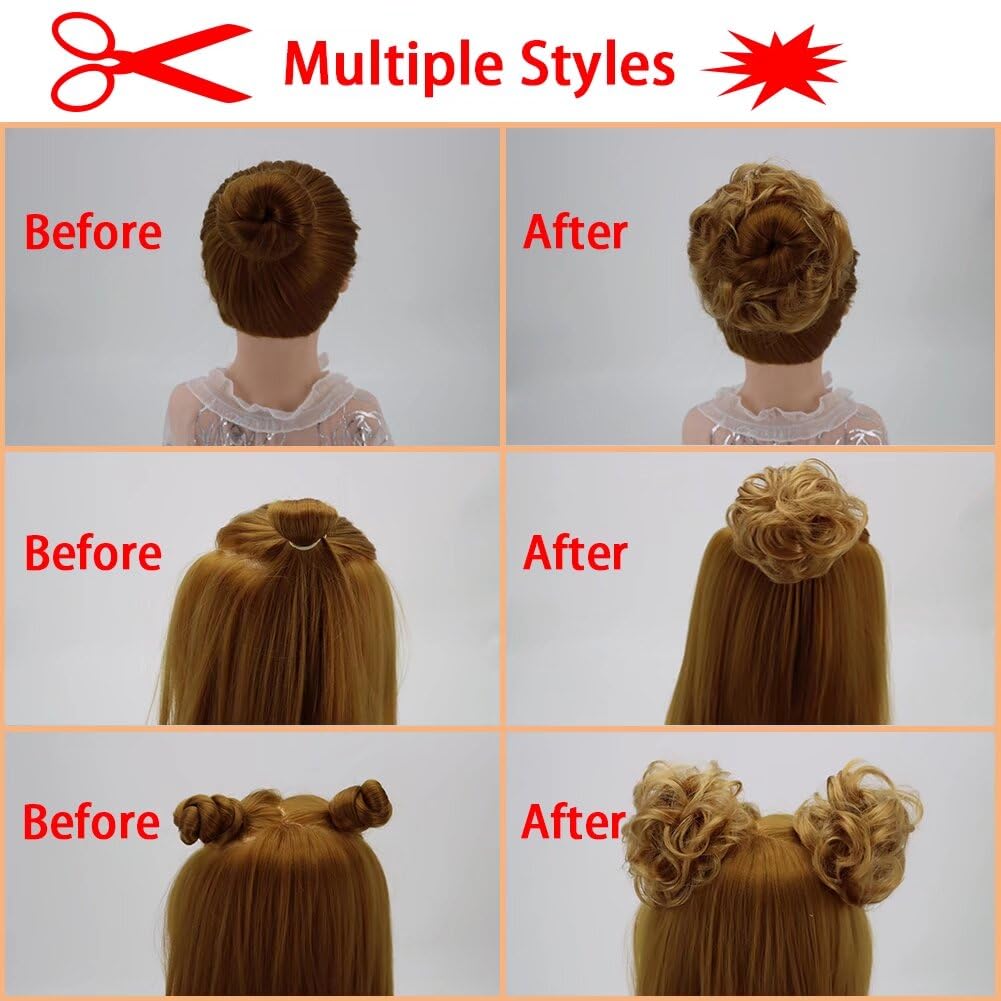 iLUU Women 's Thick Hair Bun 2PCS Purple Curly Wavy Updo Hair Bun Extensions Synthetic Heat Resistent Natural Fiber Messy Hairpi