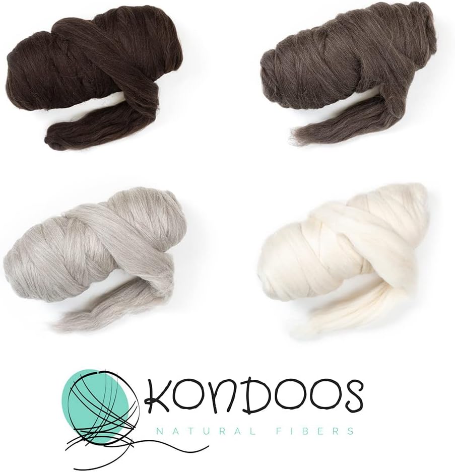 Natural Wool Bulk roving, 8 lb. Best Wool for Spinning, arm Knitting, Felting, Chunky Blankets and Tapestry. Natural Colors, un-Dyed. (Ecru, 8 lb)