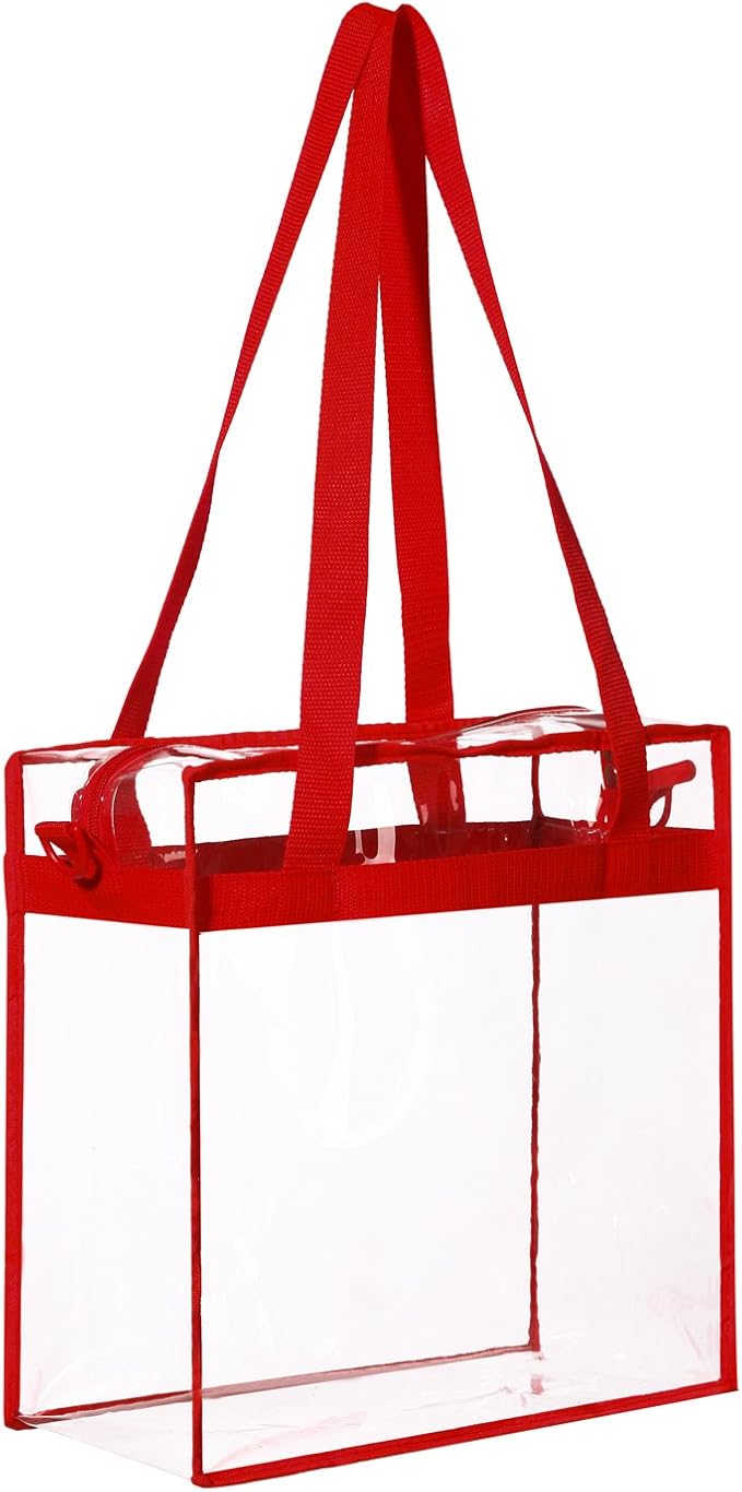 BAGAIL Clear Bags 12x6x12 Stadium Approved Clear Tote Bag with Zipper Closure Crossbody Shoulder Bag with Adjustable Strap