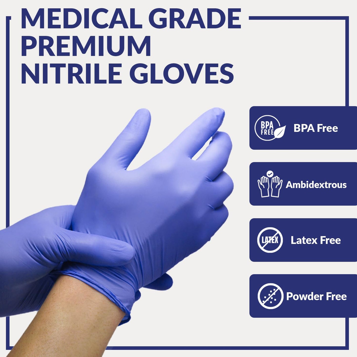 Klex Nitrile Exam Gloves - Medical Grade, Powder Free, Rubber Latex Free, Disposable Examination Grade Glove, Strong Food Safe, Lavender M Medium, 10 Box of 100, 1000 Count