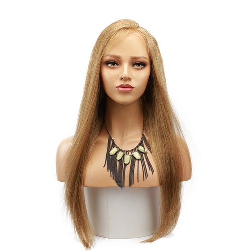 Dreambeauty #18 Pure Blonde Color Lace Front Human Hair Wig for Women Brazilian Remy Glueless Full Lace Human Hair Wig with Baby Hair Pre-Plucked Natural Hairline (20 inch, Lace Front)