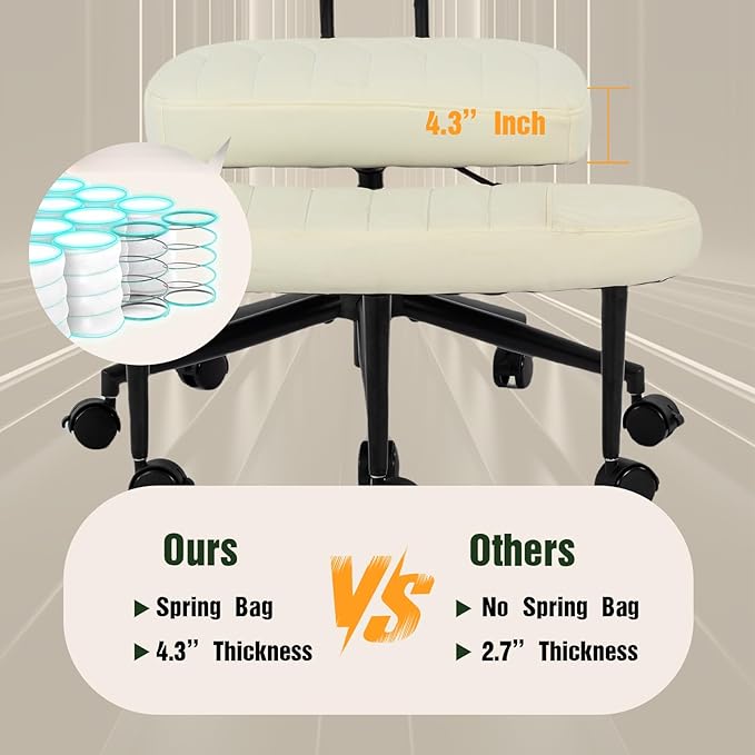 Ergonomic Cross Legged Office Chair with Wheels, Wide Seat and Backrest for Meditation, ADHD Cross Legged Office Chair with Adjustable Height, 360°Rotating Footrest for Yoga Home Office