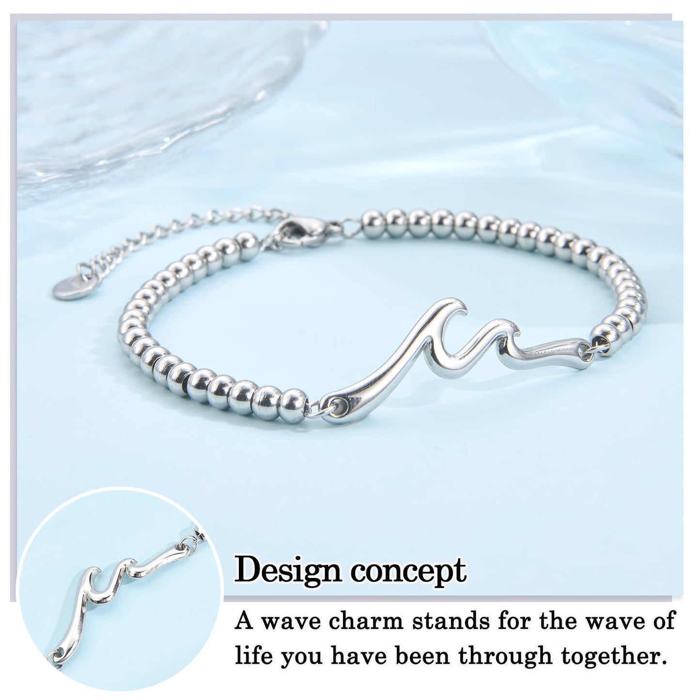 ACOGVN Wave Bracelets Gifts for Wife Women, Christmas Birthday Valentines Mothers Anniversary Bracelet Gifts Basket Stocking Stuffers for Wife from Husband