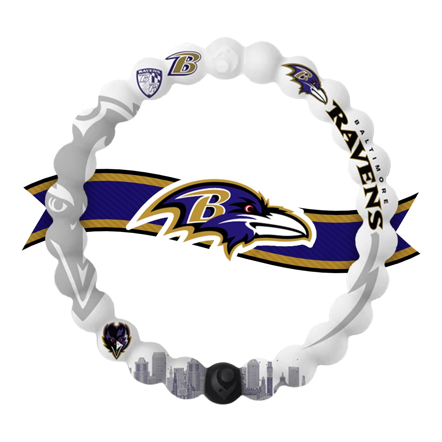 Lokai NFL Football Collection Silicone Beaded Bracelet, Baltimore Ravens Home Field (Medium) - Beaded Bracelet for Women & Men,