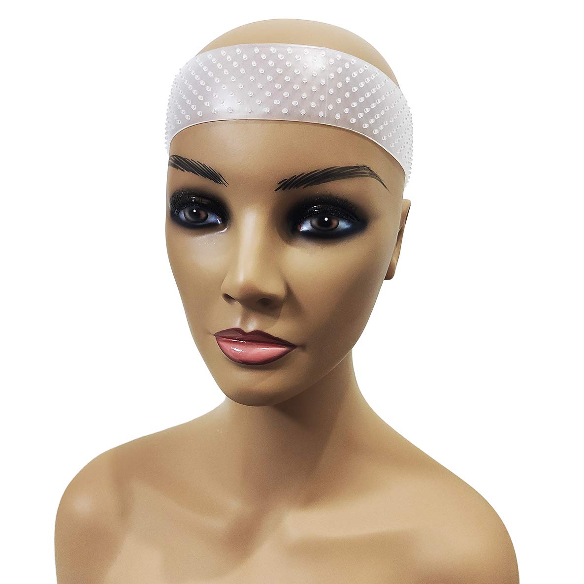 Hywel Flexible Silicon Non Slip Headbands Comfortable Waterproof Strong Hold on Heads for wigs and Frontal 9.5 1.5 Inches (Tran