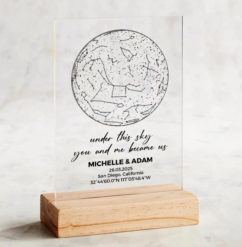 Custom Star Map by Date - Personalized Constellation Map Star Map Night Light Star Map Wedding Date Night Couple Custom Gift Star Gifts for Him Custom Star Chart Anniversary Star Map Gift