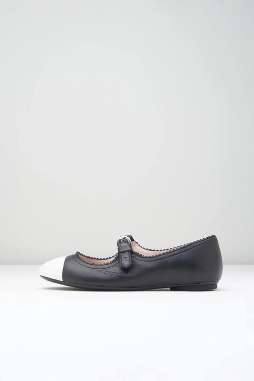 Bloch Women's Cassiopeia Leather Fashion Ballerina Shoe, Black/White, EU 38 (US Women's 8) Medium