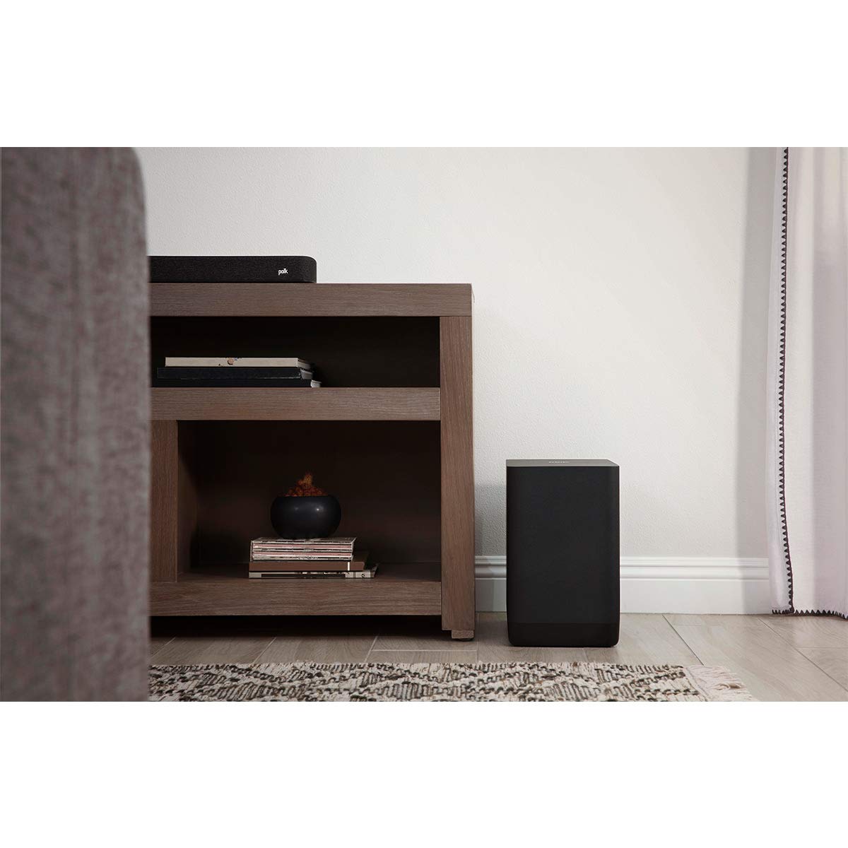 Polk Audio React 7" Wireless Subwoofer- Designed to Add Deep, Impactful Bass to Polk React Soundbar, Bass Adjust EQ, TV Speaker, Amazon Alexa Compatible