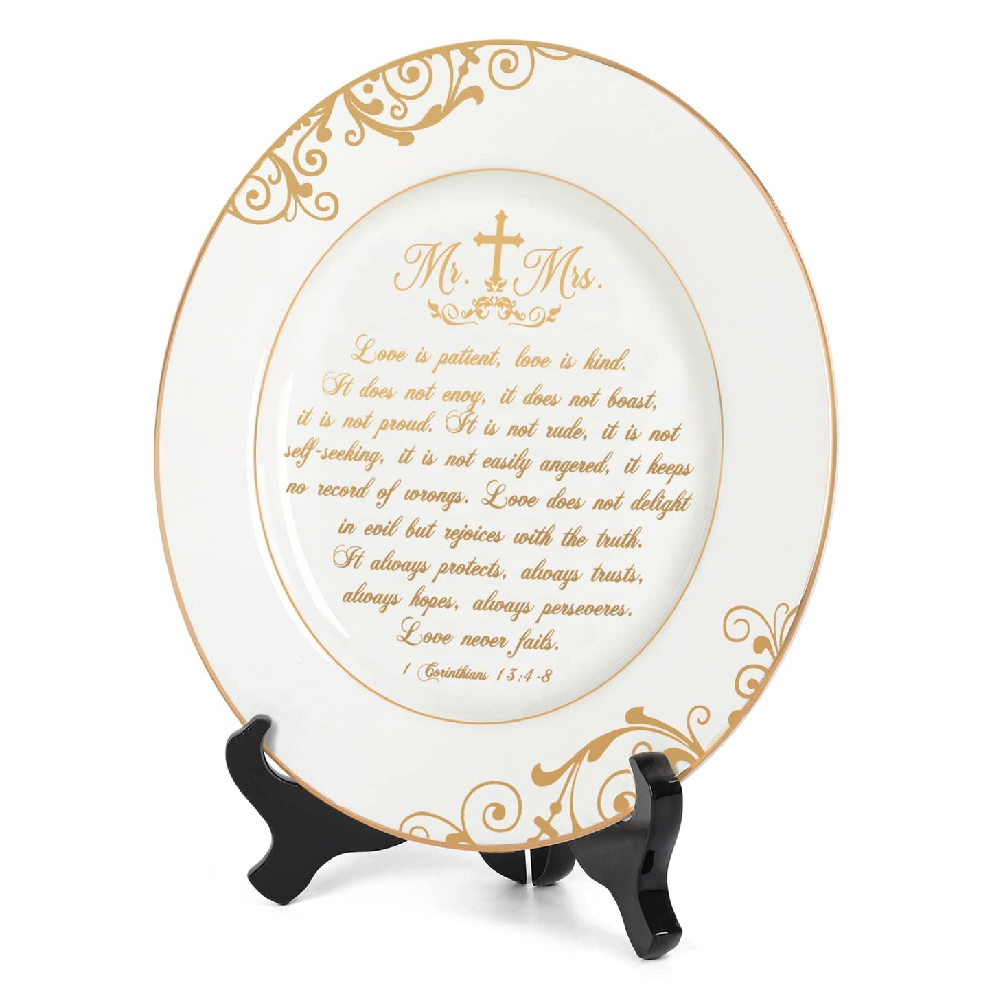 Urllinz Best Anniversary Wedding Gifts for Couples Unique 2025 - Mr and Mrs Plate with 24k Gold Foil Decorations, Newlywed Bridal Shower Engagement Gift for Her Him, Ceramic 9"