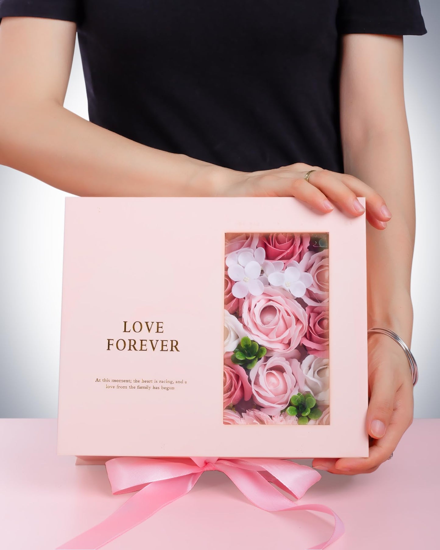 SDALU Money Pull Box for Cash Gift - Luxury Money Pull Out Flower Gift Box with Lid Flower and Ribbon, Unique Birthday Gift Box for Wife, Girlfriend, Mother, Friend