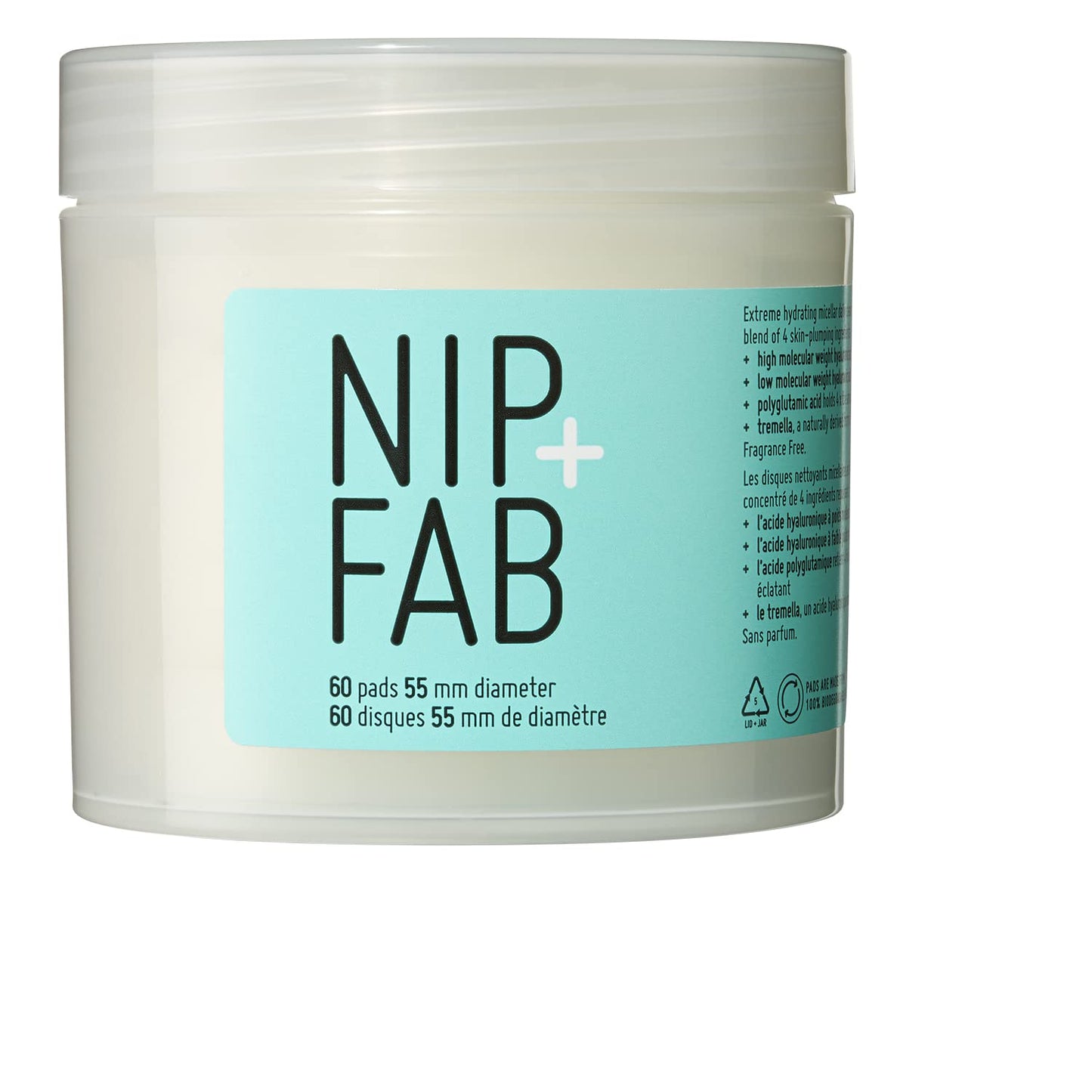 Nip + Fab Hyaluronic Acid Fix Extreme 4 Micellar Cleansing Pads for Face, Lightweight and Nourishing Cleanse Solution for Makeup