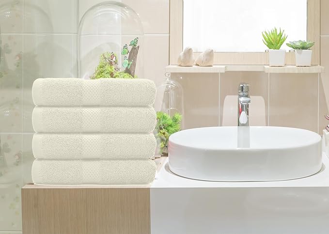 DAN RIVER 6-Pack Premium Hand Towels (16x28 Inches) - 100% Cotton, Ultra Soft, Lightweight, Highly Absorbent Towels for Bathroom, Spa, Gym, Salon, Hotel, and Travel - 550 GSM โ Ivory