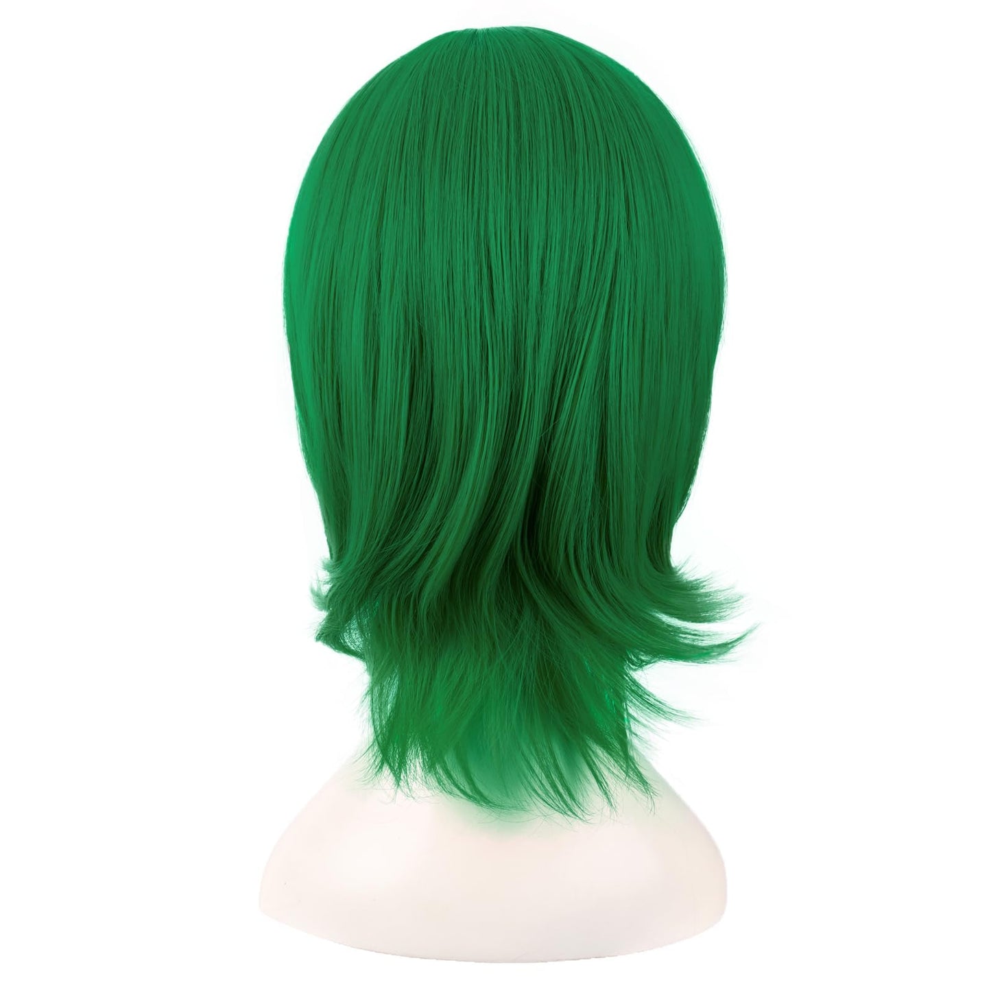 MapofBeauty 16 Inch/40 cm Short Side Bangs Synthetic Fiber Cosplay Layered Wig (Grass Green)