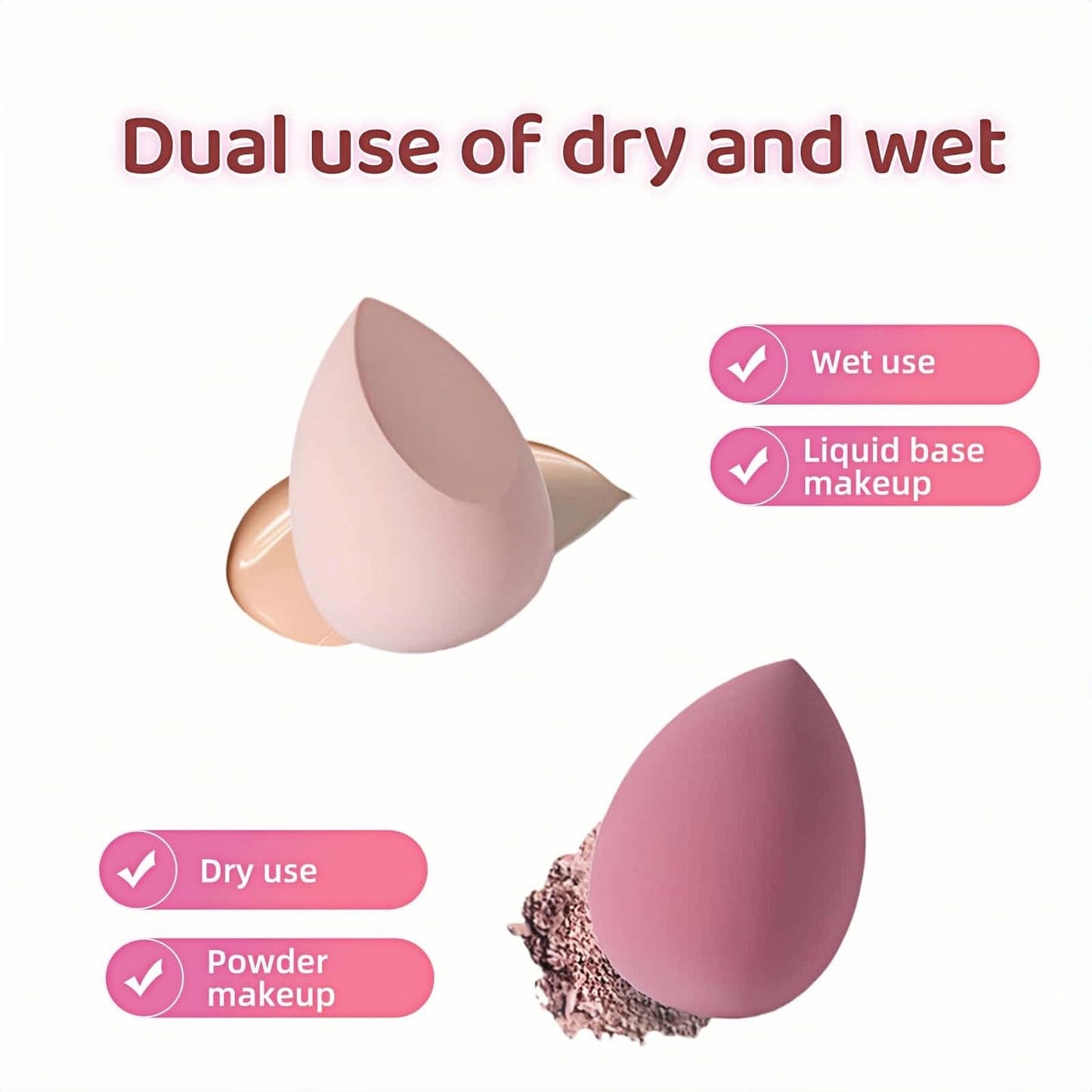 8pcs Makeup Sponges Set - Latex-Free, Blending Beauty Sponge for Liquid, Cream & Powder, Soft Non-Absorbent, Multi-Size with Cas