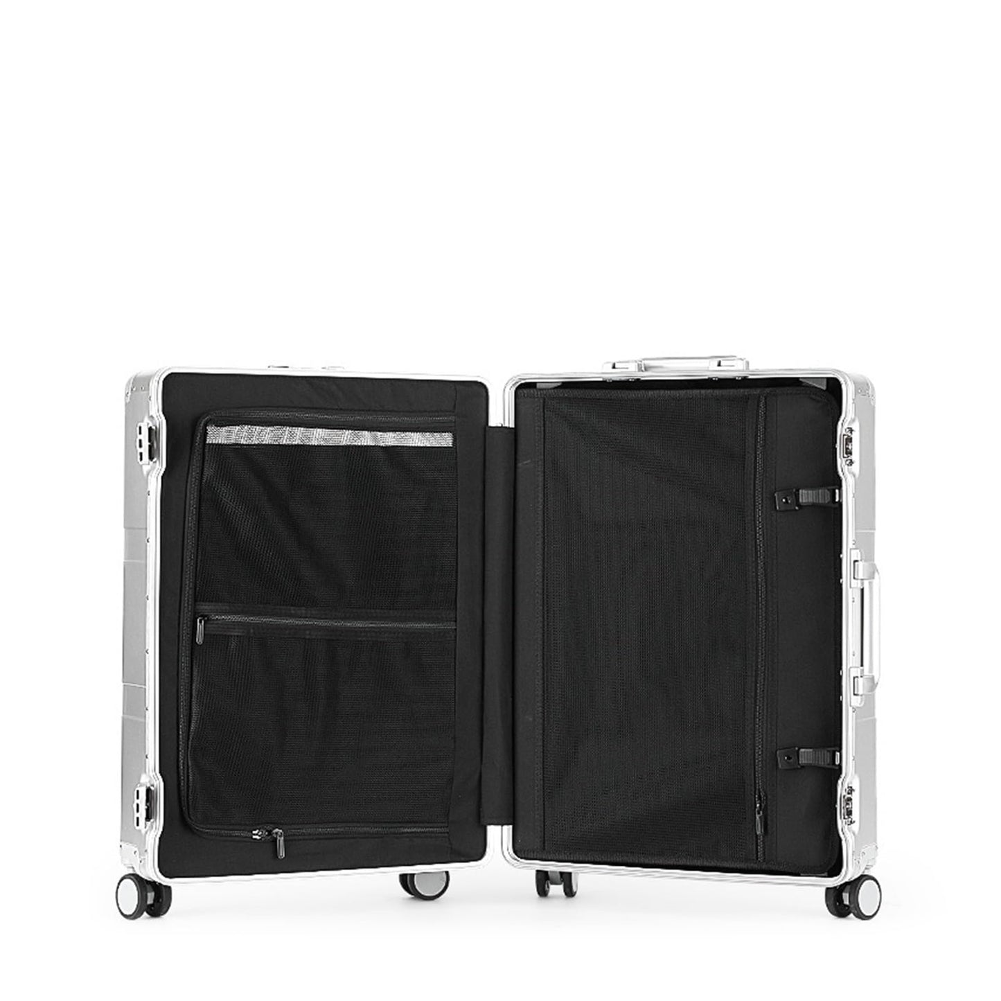 MUdson Trunk Travel Suitcase with Wheels Aluminum Magnesium Alloy Luggage Men's Trolley Case Metal Business 20 Boarding Women's 24-Inch Durable (Color : Black 006 Thick Alum, Size : 20inch)