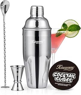 Cocktail Shaker, KITESSENSU 24oz Drink Shaker with Bartender Strainer, Measuring Jigger, Bar Mixing Spoon, Cocktail Recipe...