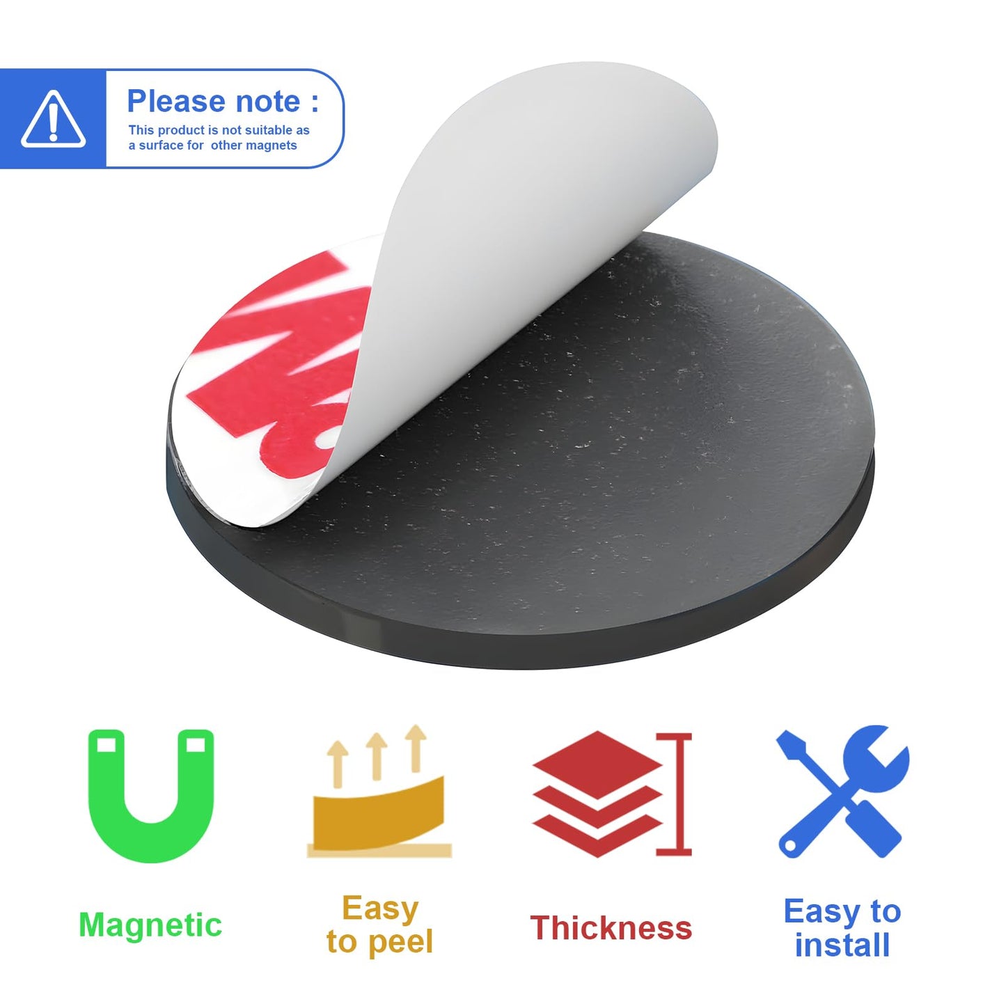 Towjug Round Magnets with Adhesive Backing, 120 Pieces 3M Adhesive Magnet Dots (Diameter 0.8’’ x 0.08”) Anisotropy Flexible Sticky Circle Magnets Tape for DIY Crafts
