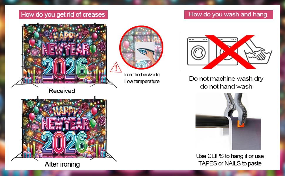 2026 Neon Happy New Year Backdrop Colorful Fireworks Balloons New Year's Eve Photography Background Cheers to 2026 Holiday...