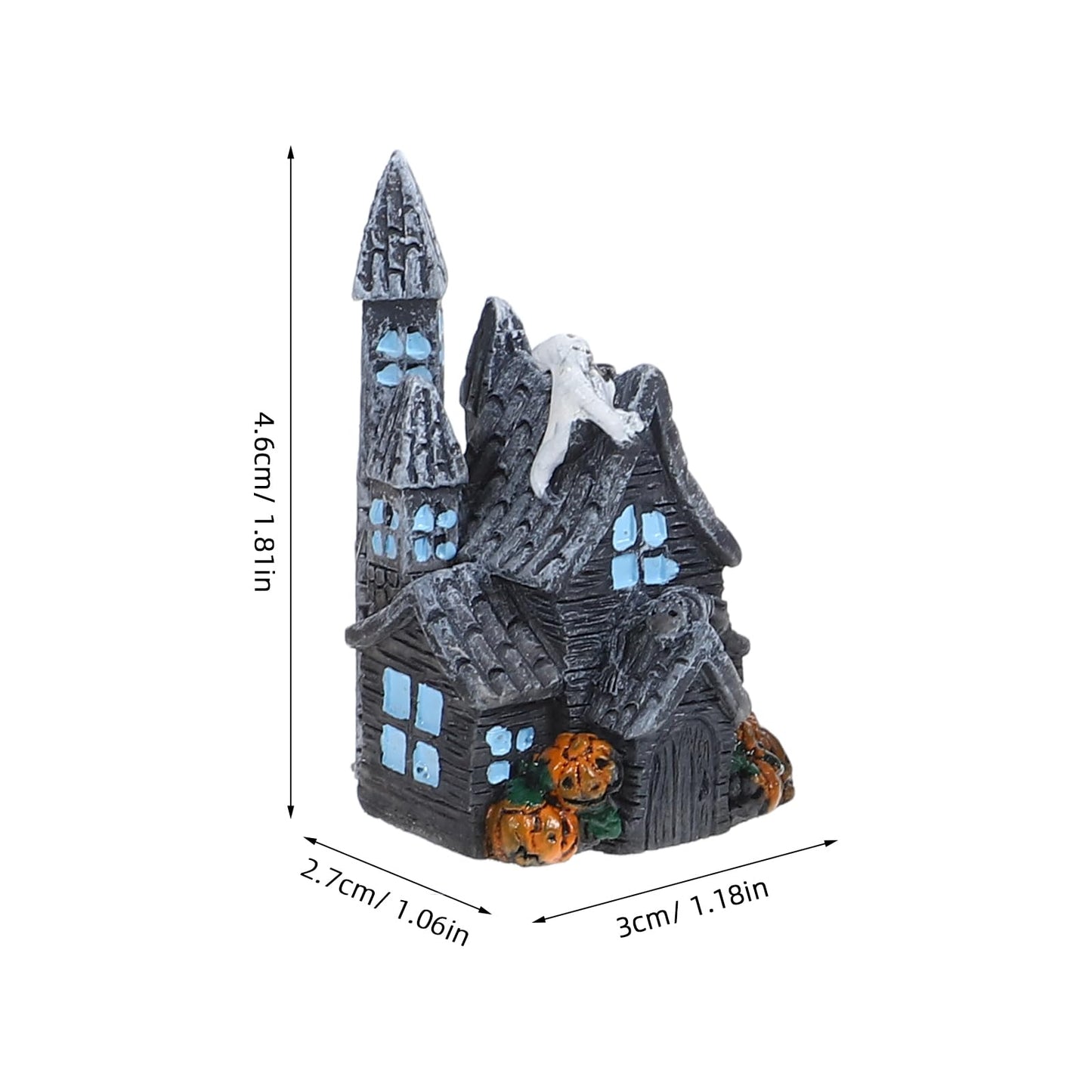 LOGOFUN 4pcs Halloween Miniature House Statue Resin Mini Haunted House Figurines for DIY Crafts Halloween Micro-Landscape Decoration