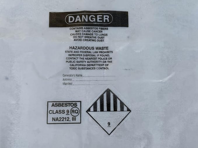 Asbestos Disposal Bags – 33" x 50" Clear Polyethylene, 6 Mil, Made in USA - Sandbaggy (10)