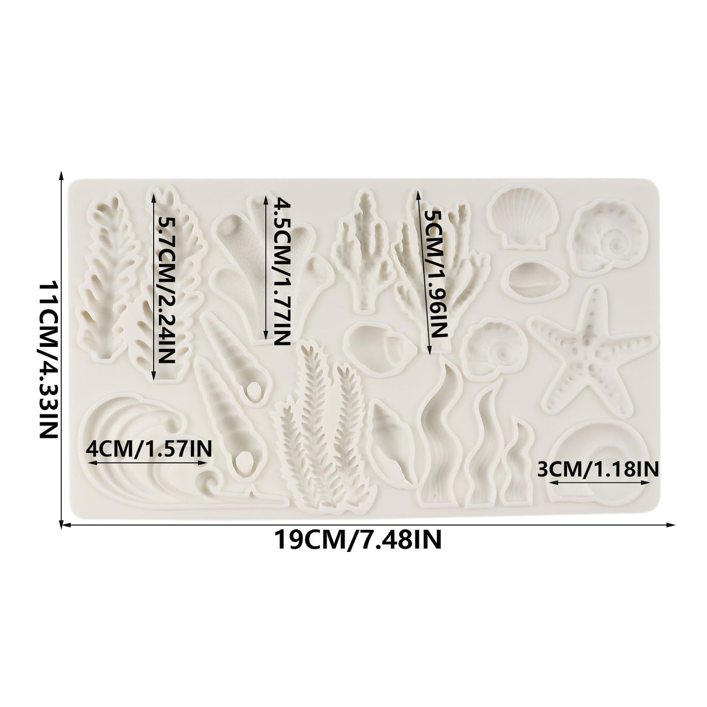QDMOLDS Marine Theme Fondant Molds Seashell Conch Starfish Seaweed Coral Silicone Mold For Cake Decoration Cupcake Topper Sugar Craft Chocolate Candy Gum Paste Polymer Clay