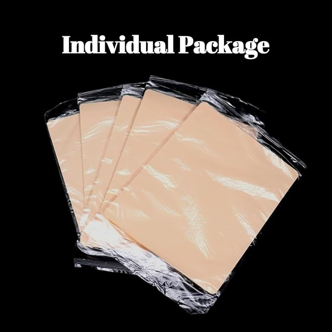 5Pcs Tattoo Practice Skin - Worldget 7.4"x5.6" Fake Skin for Tattooing, Double Sided Silicone Tattoo Skin for Beginners and Artists, Tattoo Supplies Kit