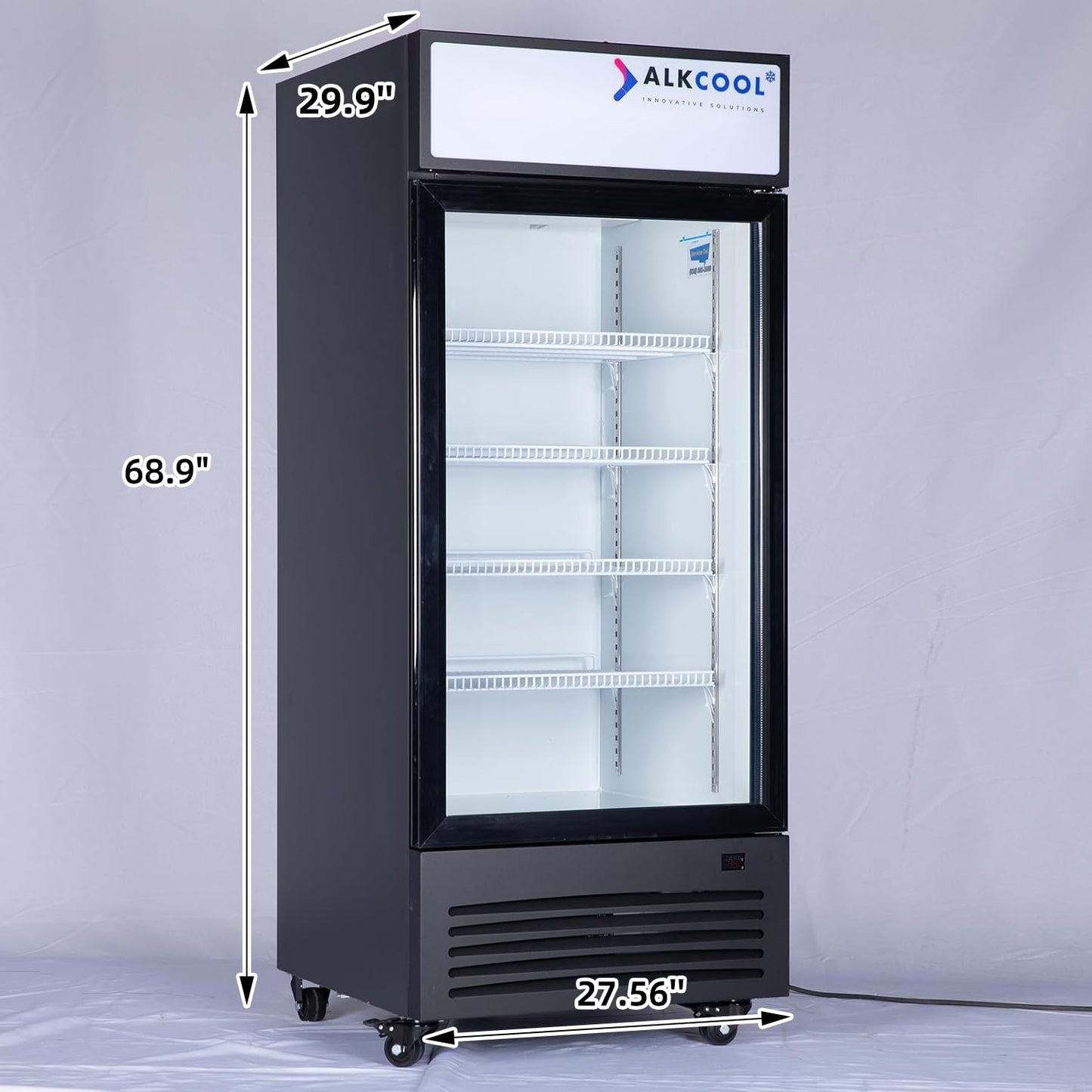 NAFCOOL Commercial Beverage Refrigerator Display Fridge,Single Glass Door Merchandiser Drink Cooler with LED Light Adjustable Shelves,ETL and NSF Approval,16.5Cu Ft,68.9''High