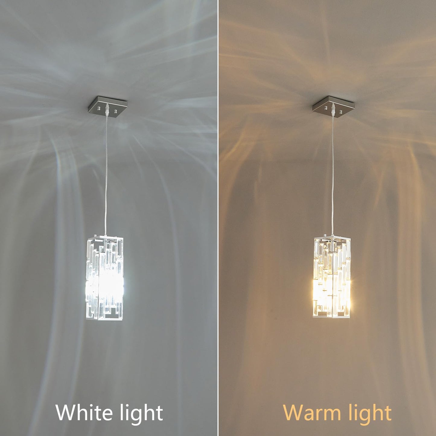 FDPBY Chrome Pendant Lighting Modern Pendant Light, Mini Crystal Chandeliers,Adjustable Pendant Light Fixture for Kitchen Island Dinning Room Bedroom (2 Pack)