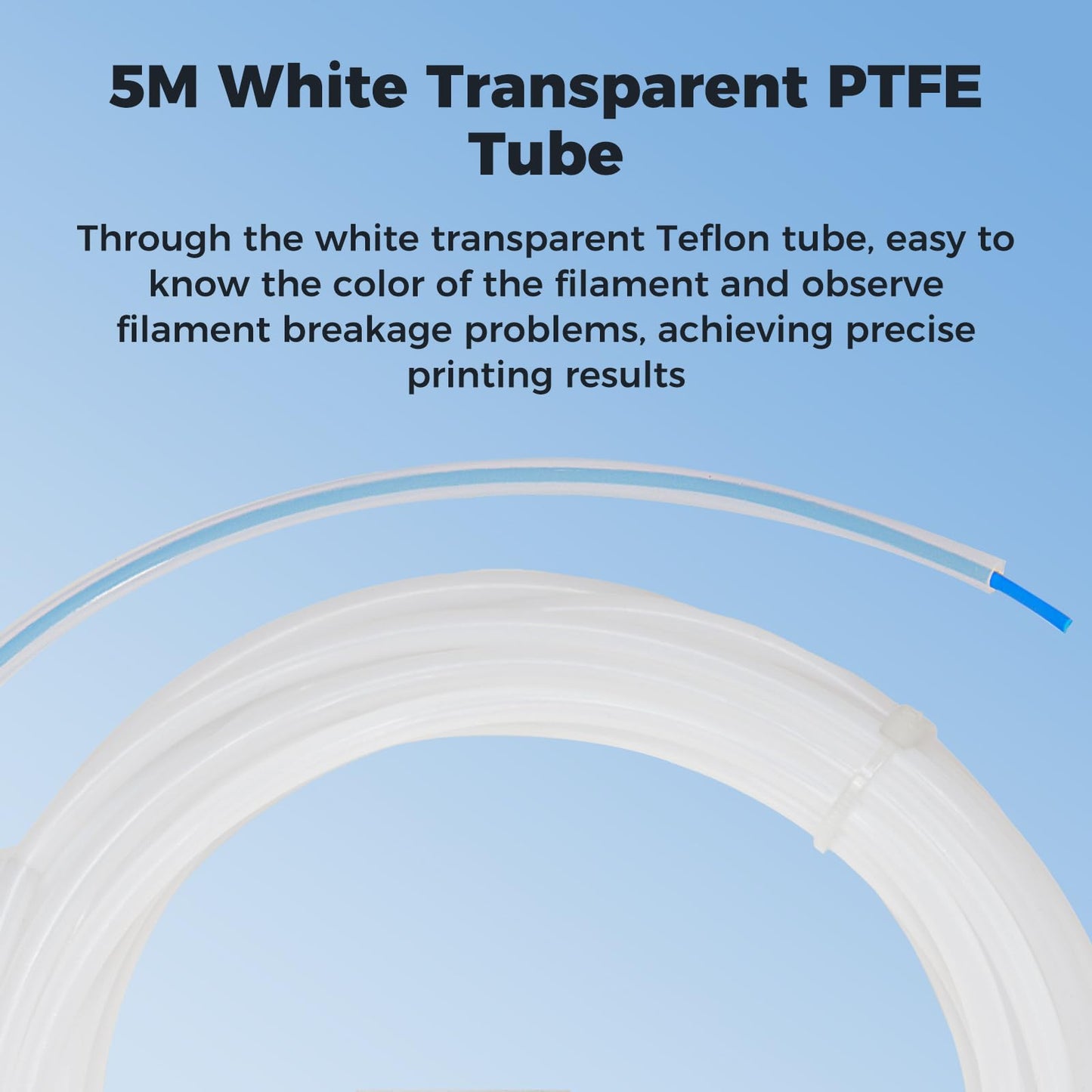 Sovol PTFE Tube 2.5mm ID 4mm OD, Length 5M/16.4ft, with 2 Couplers & Tubing Cutter for Bambu lab X1/ X1C/ P1P/ P1S/ A1/ A1 Mini, Prusa MMU3, Creality K1 Max/Ender 3 V3 & Direct Drive 3D Printer, White