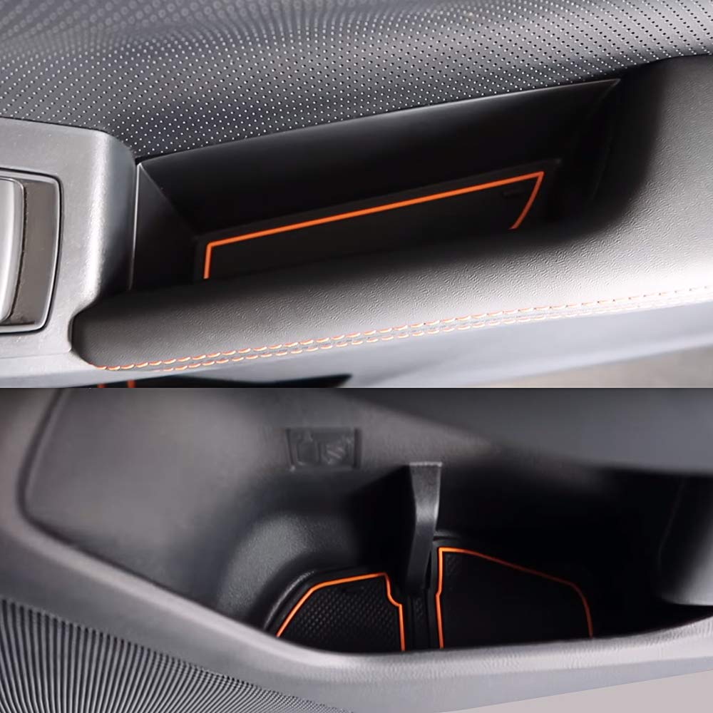 Auovo Anti-dust Door Mats for 2018 2019 2020 2021 2022 2023 Subaru Crosstrek and 2018-2023 Impreza Gate Door Liners Inserts Cup Console Mats Interior Accessories(Pack of 14) (Orange)