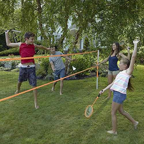 Franklin Sports Badminton Net + Rackets Set - Portable Backyard Badminton Set with (4) Rackers + (2) Birdies - Adult + Kids Set - Classic