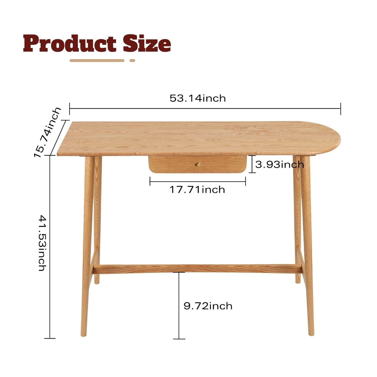 Vadisun Console Table - Mid-Century Modern Oak Wood | Multi-Use Indoor Furniture | Easy Assembly | 53.1"x 19.7"x 41.5"