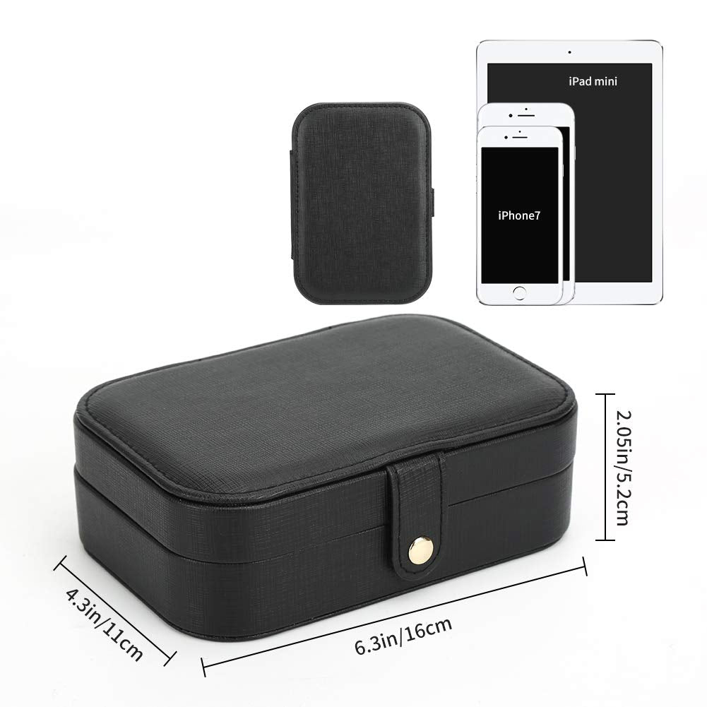 FEISCON Small Jewelry Box Necklace Ring Storage Organizer Mini Jewelry case Double Layer Travel Jewelry Organizer for Women Girl