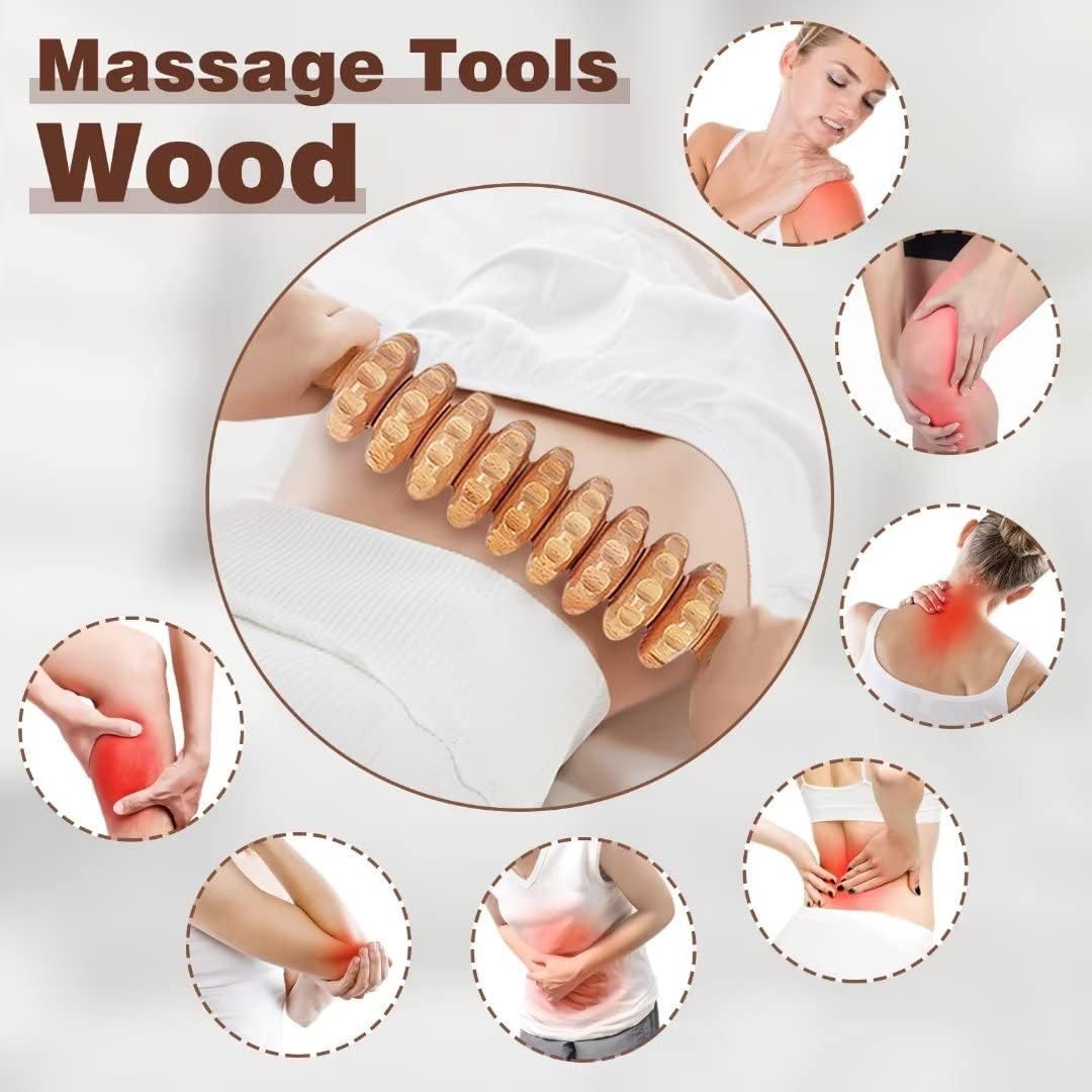 10-in-1 Wood Therapy Massage Tools Massager Wooden Massager for Body Shaping Massage Tool Set Wood Therapy Tools for Relieving Muscle Pain Body Lymphatic Drainage Massager