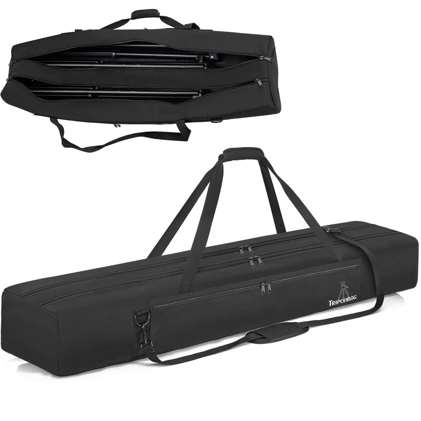 TORIBIO 48.5 Multifunctional Tripod Bag, Heavy Duty Tripod Carrying Case with Dual Compartment for Music Stand, Mic Stand, Speak