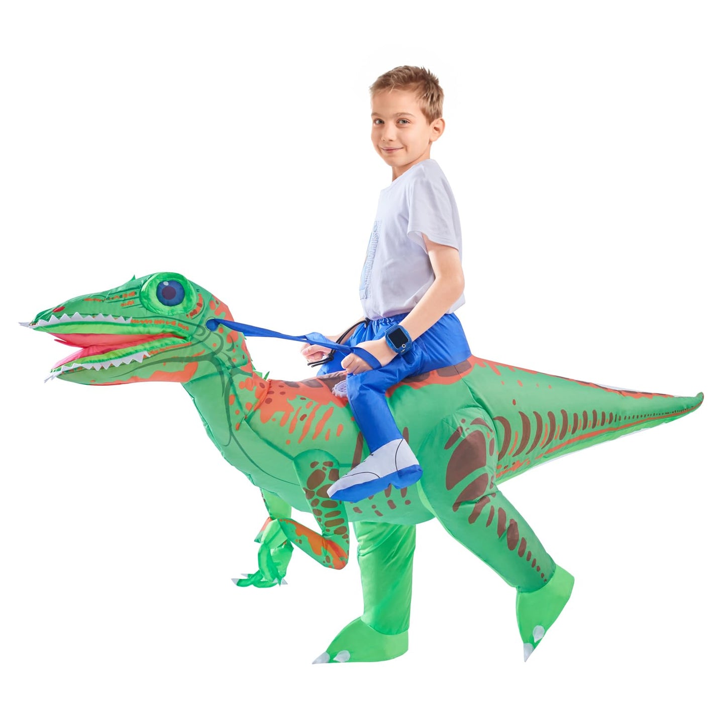 Minetom Inflatable Dinosaur Costume with LED Lights,Vivid Funny Inflatable Halloween Costume for Kids-Child (4-8 Yrs) Unisex