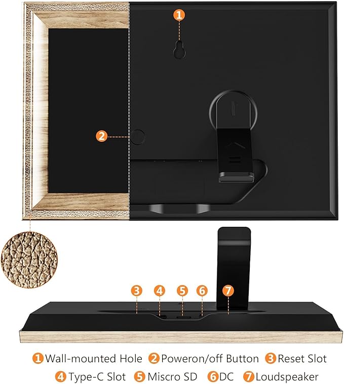 Digital Picture Frame WiFi Send Photos from anywhere16GB Storage Smooth System 10.1inch 1280x800 IPS Touch Screen Wood Light Color