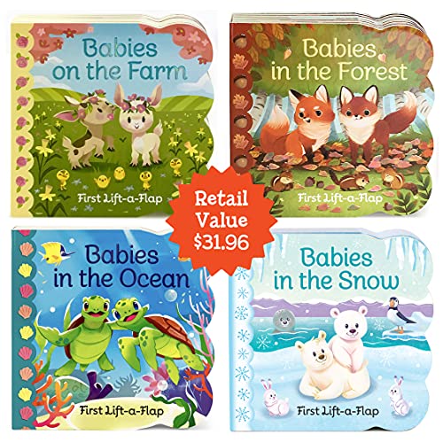 Animal Babies Lift-a-Flap Boxed Gift Set 4-Pack: Babies on the Farm, Babies in the Forest, Babies in the Snow, Babies in the Ocean (Chunky Lift a Flap)