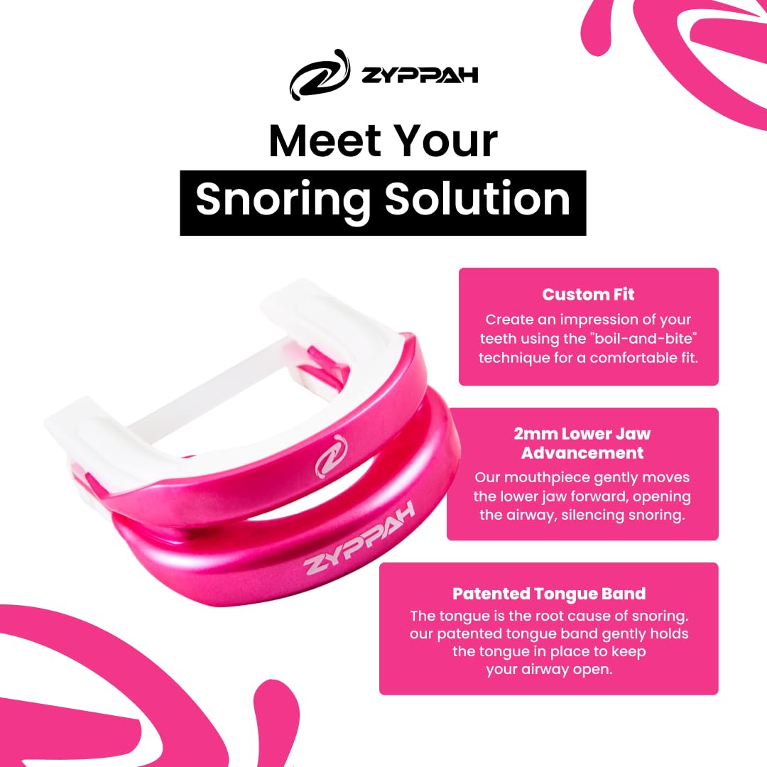 ZYPPAH Anti Snoring Hybrid Oral Mouthpiece | Mouth Guard for Better Sleep - Mouthpiece with Tongue Strap to Stop Snoring - Custom Mold for Mouth - Happy Sleep - Beauty Sleep - 2.25 x 2.75 x 1 inches