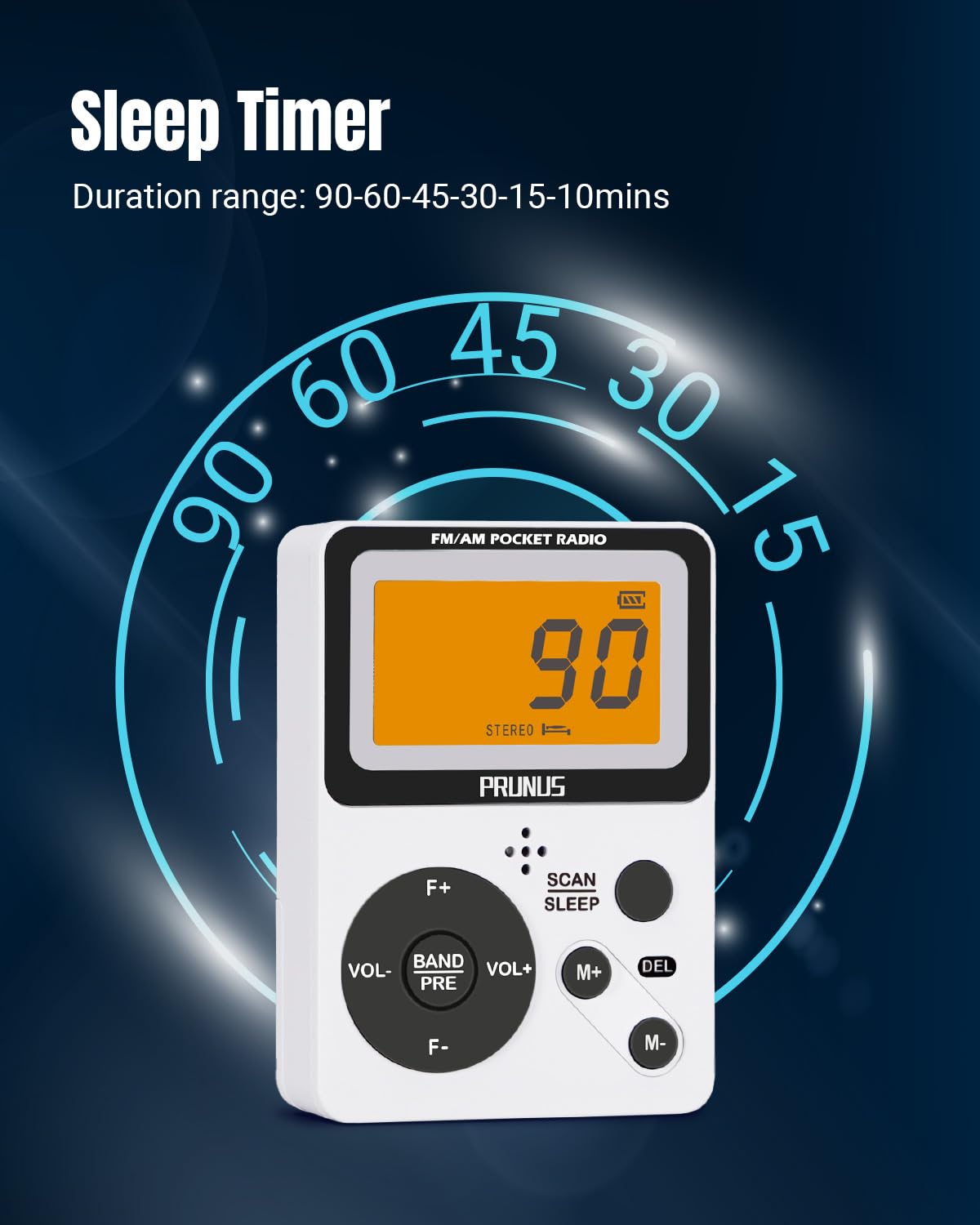 Prunus J-159 Pocket Am Fm Radio Portable With Stereo Earphone, Battery Operated Radio By 2 Aaa, Manual Preset, Large Screen, Loc