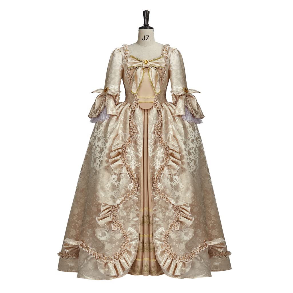 RoleplayCos Court Rococo Baroque Marie Antoinette Ball Dresses 18th Century Victorian Dress Ball Gowns Royal Women Costume (M, Gold)