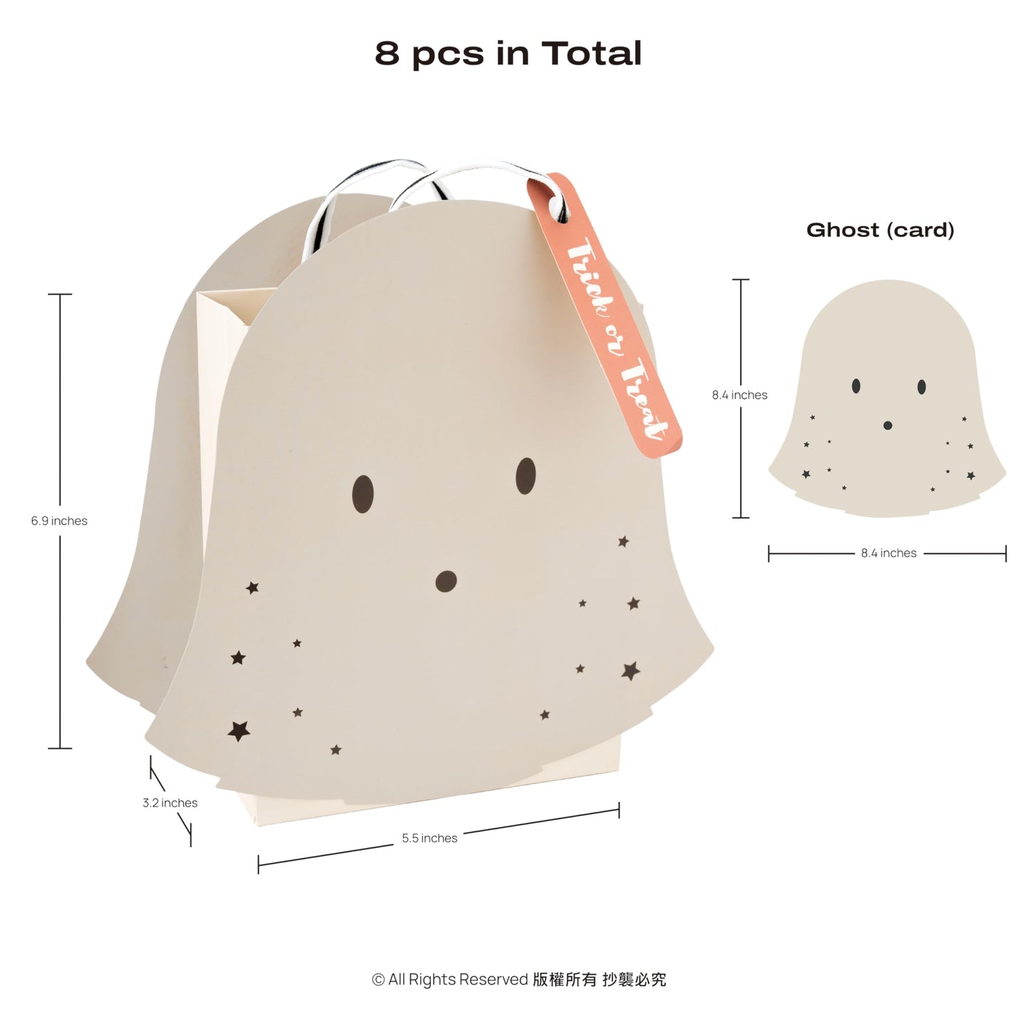 Cheerland Ghost Party Favor Bags Halloween Birthday Goodie Treat Bag for Trick-or-Treat Bags Pastel for Summerween Decorations Spooky One Birthday Baby Shower & Kids’ Party Favors Supplies Pack of 8
