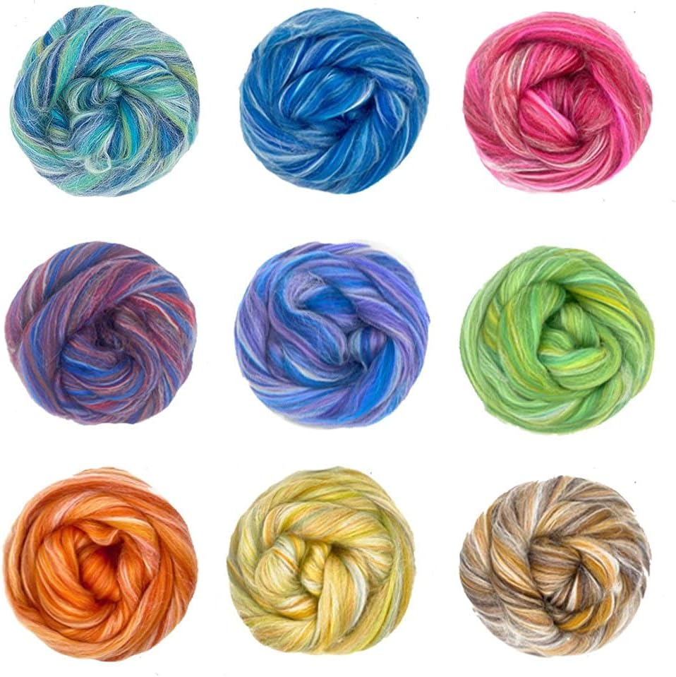 Revolution Fibers – Constellation Range Roving (8 Ounces) | Multicolored Tonal Blend of 70% Dyed Merino and 30% Tussah Silk Combed Top | Soft Fiber for Felting, Spinning, Knitting (Taurus Purple)
