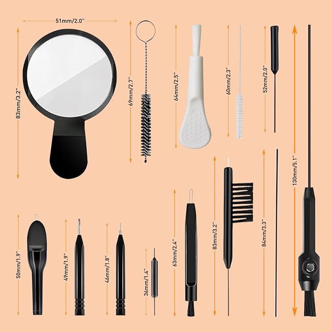 15 Pieces Cleaning Kit Tools for Hearing Aids/Earbuds/Headphones -Including Wax Loop and Magnet - Vent Brush and Carry Case