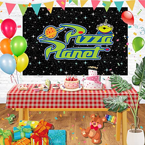 Pizza Planet Backdrop for Birthday Party Decorations Outspace Background for Baby Shower Party Cake Table Decorations Supp...