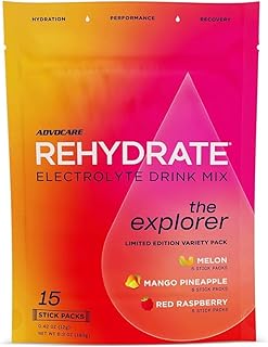 AdvoCare Rehydrate Electrolyte Drink Mix - Hydration & Recovery Drink with Sodium, Potassium & More - 15 Servings - Variet...