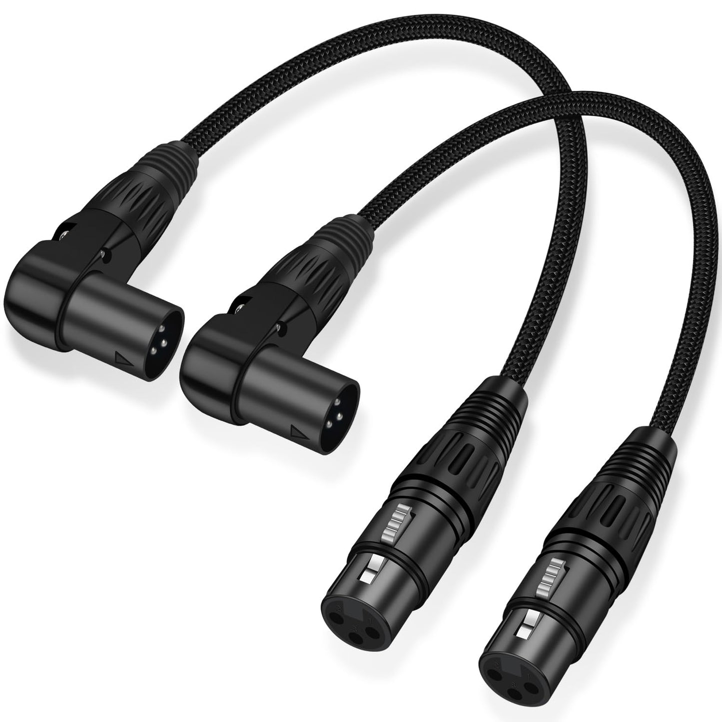 WLTASUY Right Angle XLR Cable,2-Pack Adjustable-Angle Male to Straight Female Microphone Cable,Short XLR Microphone Cable 90 Degree Adapter.2FTfor Amplifier, Mixer, Home Theater, Speaker ect -Like New